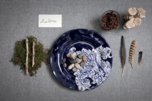 entertaining naturally table setting with rocks feathers etc