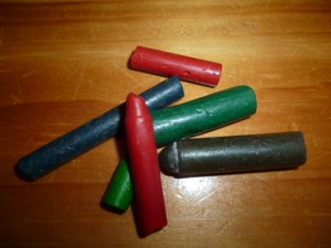 peeled crayons ready for reusing