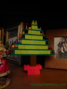 lego christmas tree decoration on shelf